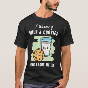 Camiseta Leche Y Cookies Piensan En Mí También Gráfico De A