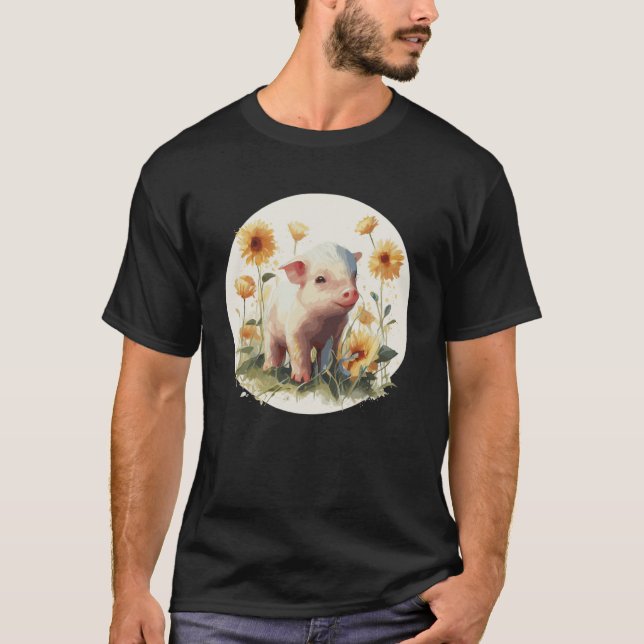 Camiseta Lechón Cute Piglet Sunflower Farm Animal Farmer (Anverso)