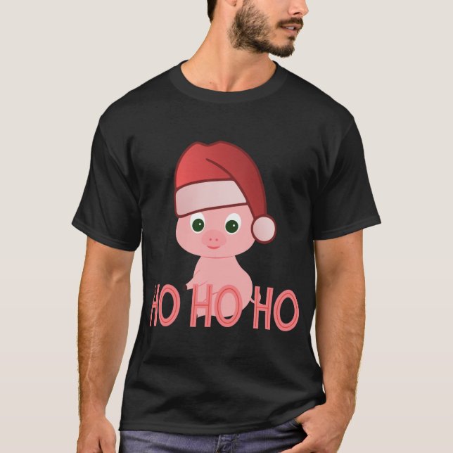 Camiseta Lechón de Papá Noel hundido en Navidades rosados (Anverso)