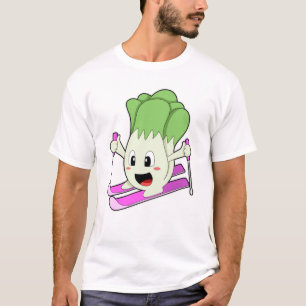 Camiseta Lechuga como esquiador con esquí