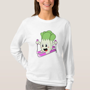Camiseta Lechuga como esquiador con esquís