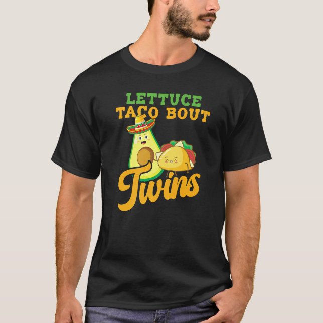 Camiseta Lechuga de Invitación para bebés Taco sobre gemelo (Anverso)