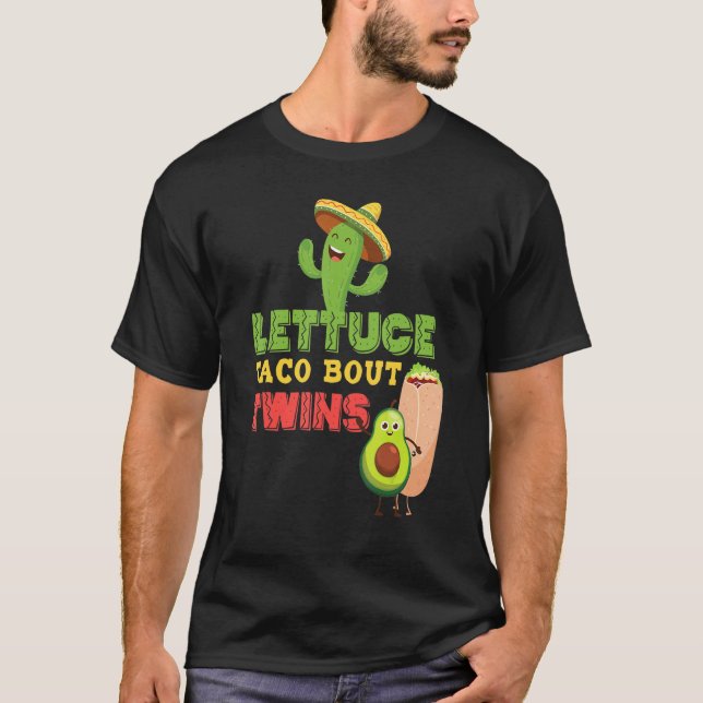 Camiseta Lechuga de Invitación para bebés Taco sobre gemelo (Anverso)