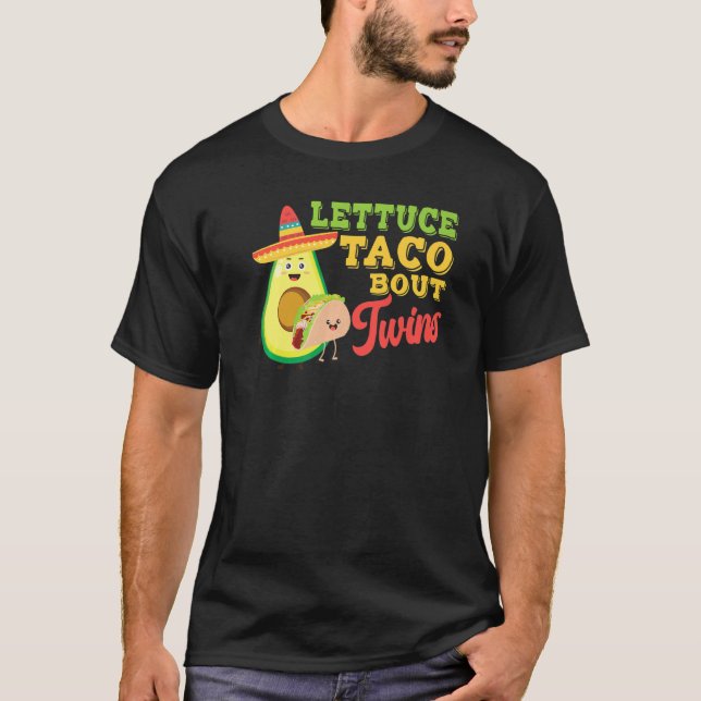 Camiseta Lechuga de Invitación para bebés Taco sobre gemelo (Anverso)