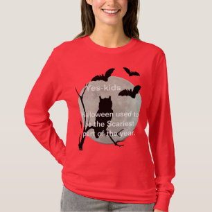 Camiseta Lechuga roja de Halloween y manga larga de murciél