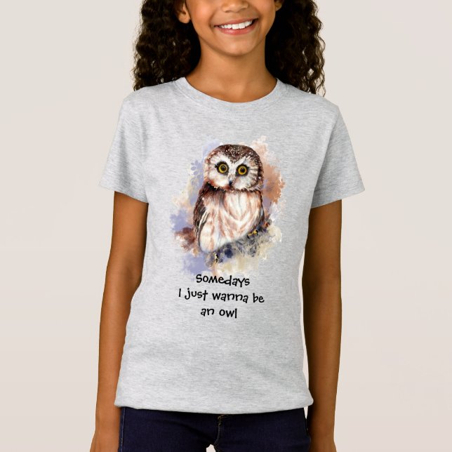 Camiseta Lechuza acuarela sólo quiere ser una cita divertid (Anverso)