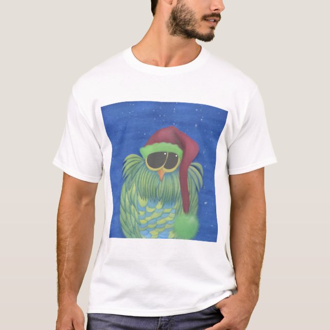 Camiseta Lechuza Adorable con Santa Hat (Anverso)