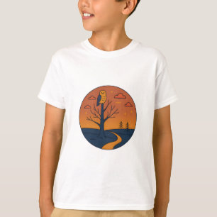 Camiseta Lechuza al atardecer - Arte forestal Minimalista