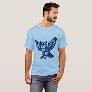 Camiseta Lechuza Alighing - Azul Shibori