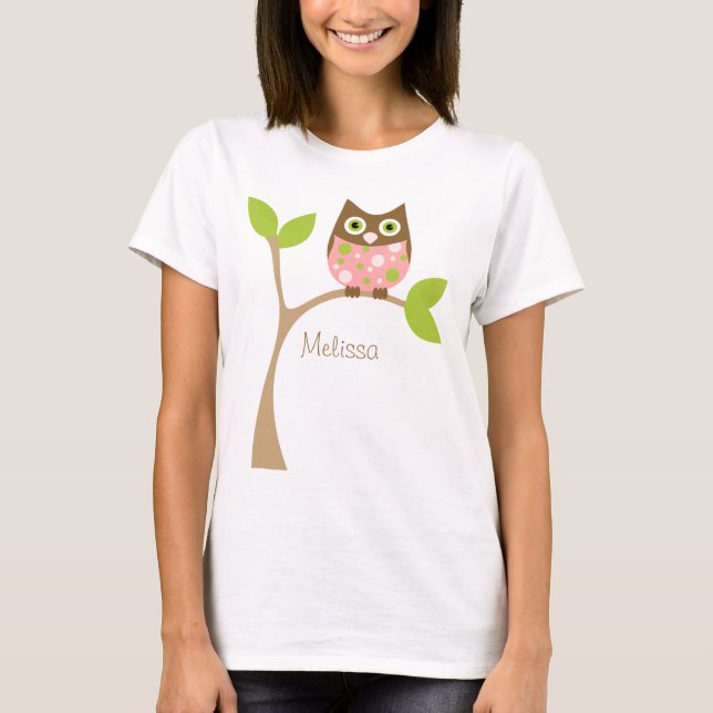 Camiseta Lechuza Bebé Rosa (Anverso)
