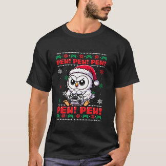 Camiseta Lechuza Blanca Graciosa Gamer Pew Video Juego Feo 