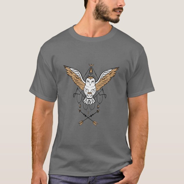Camiseta Lechuza Boho geométrica (Anverso)