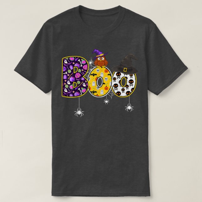 Camiseta Lechuza Boo Con Araña Y Gorra De Brujas Costum Hal (Diseño del anverso)