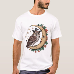 Camiseta Lechuza Bruja Sentada En Crescent Moon