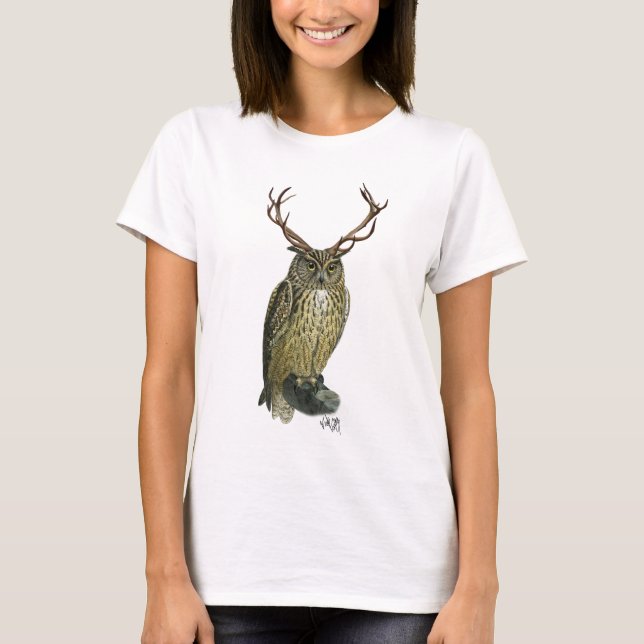 Camiseta Lechuza con Antlers llano 2 (Anverso)