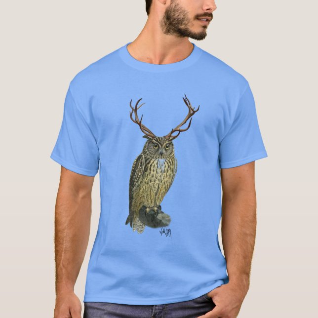 Camiseta Lechuza con Antlers llano 2 (Anverso)