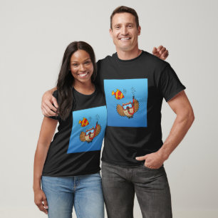 Camiseta Lechuza con máscara de buceo y pescado tropical