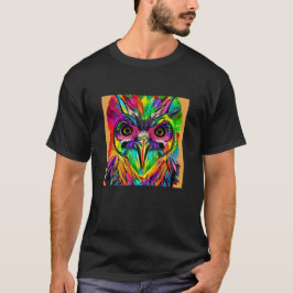 Camiseta Lechuza con plumas coloridas Quirky AI Art