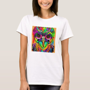 Camiseta Lechuza con plumas coloridas Quirky AI Art