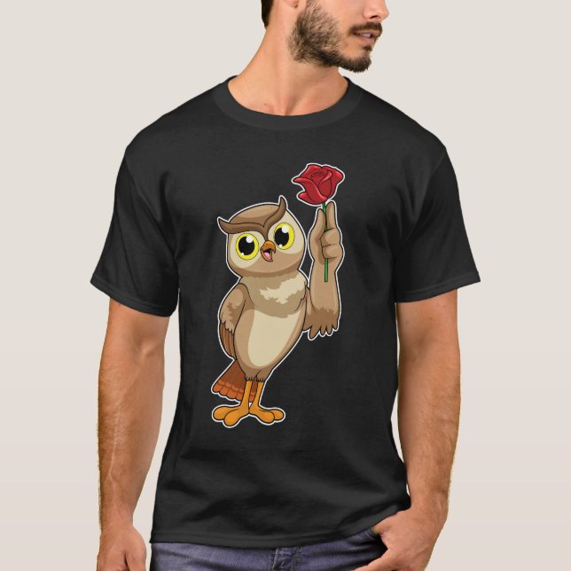 Camiseta Lechuza con Rosa (Anverso)