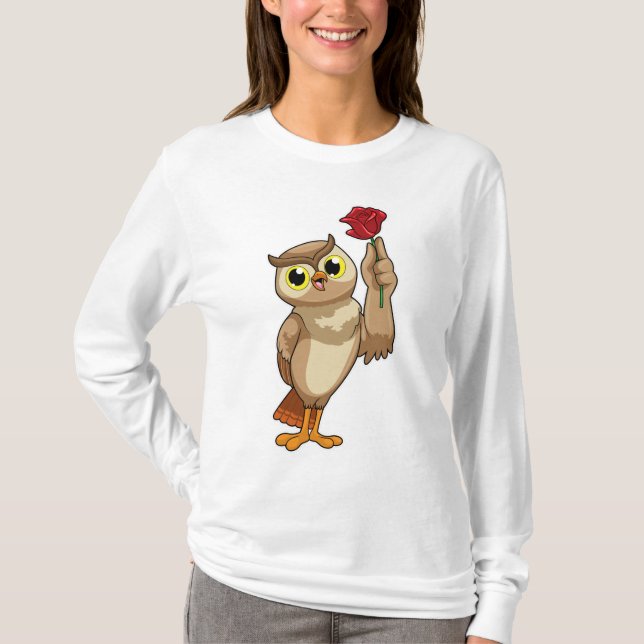 Camiseta Lechuza con Rosa (Anverso)