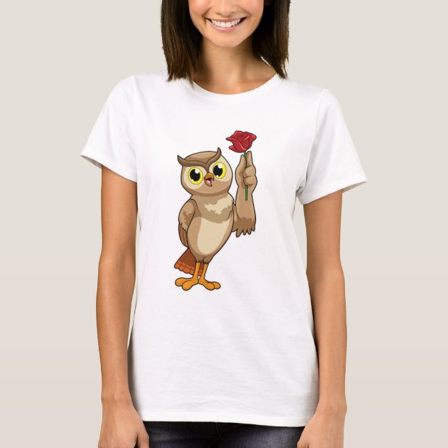 Camiseta Lechuza con Rosa (Anverso)