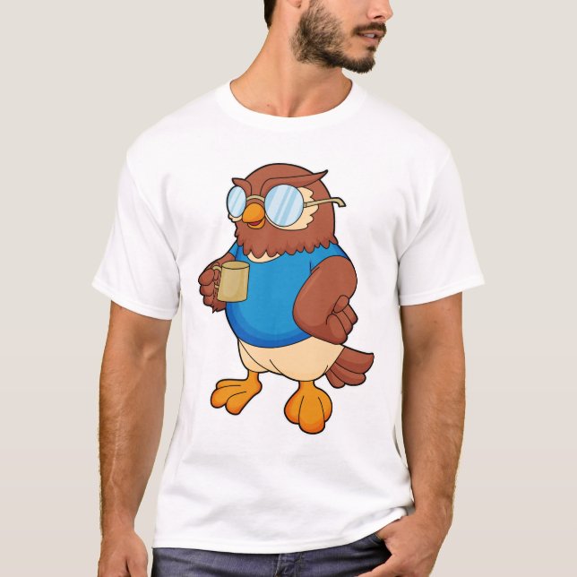 Camiseta Lechuza con tazón de café (Anverso)