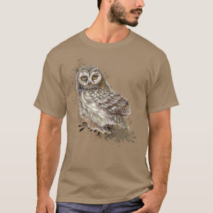 Camiseta Lechuza Cuta, acuarela Naturaleza Personalizado Te