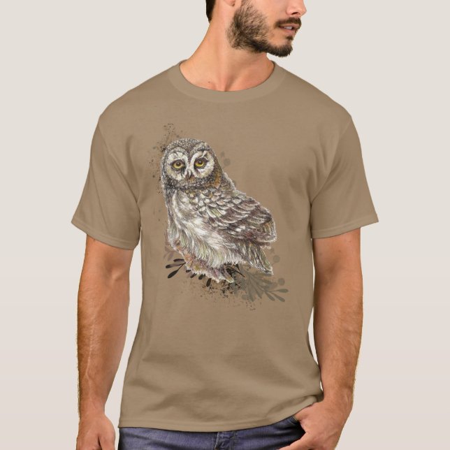 Camiseta Lechuza Cuta, acuarela Naturaleza Personalizado Te (Anverso)