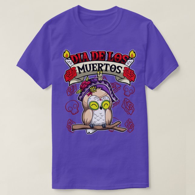 Camiseta Lechuza de animales Dia De Los Muertos (Diseño del anverso)