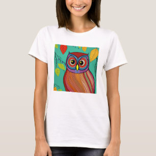Camiseta Lechuza de arte folclórico y colorido