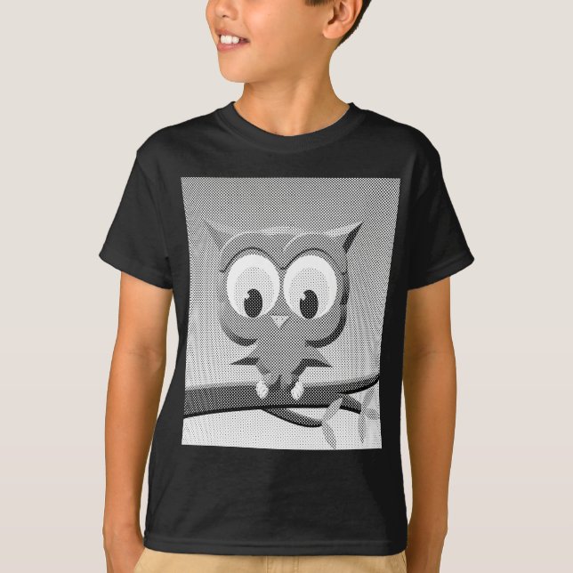 Camiseta Lechuza De Boletín En Blanco Y Negro (Anverso)