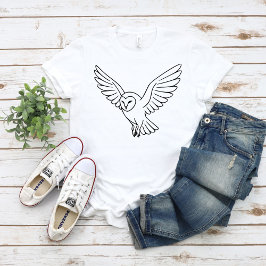 Camiseta Lechuza de Granero en Arte de Línea de Vuelo