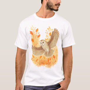 Camiseta Lechuza de granero hojas de otoño