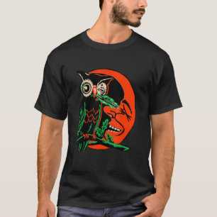 Camiseta Lechuza de Halloween vieja cosechando la luna y Gu