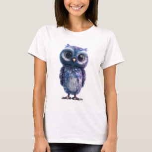 Camiseta Lechuza de la Nebulosa Azul Cósmica Mujeres Galaxi