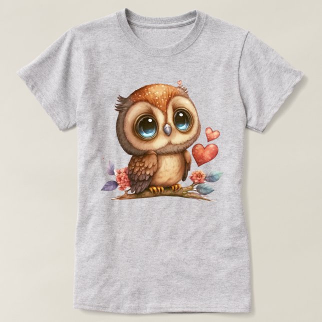 Camiseta Lechuza De Ojos Azules Con Rama (Diseño del anverso)