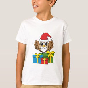 Camiseta Lechuza de Santa Claus con regalos