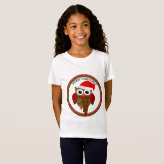 Camiseta Lechuza de Santa Claus con una bufanda y un gorra 