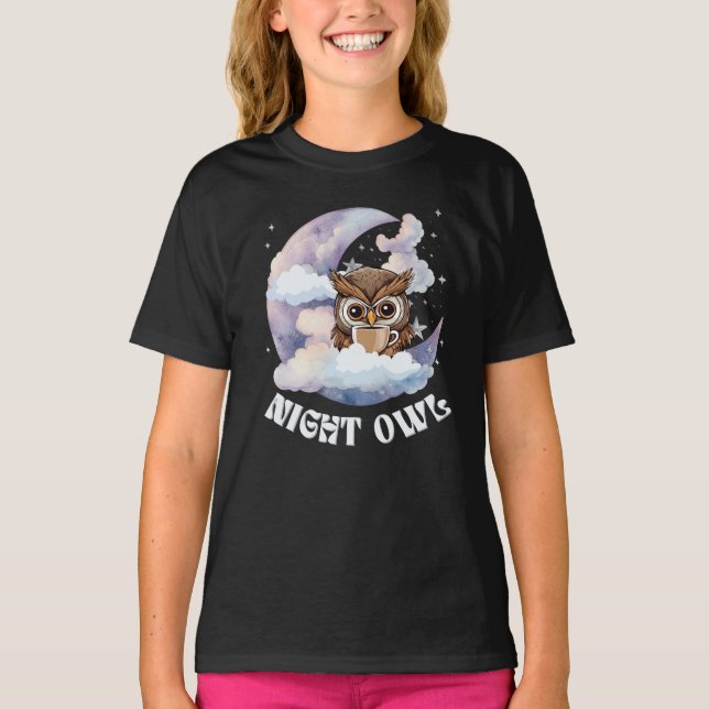 Camiseta Lechuza dorada irritable tomando café (Anverso)