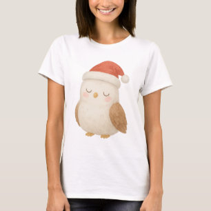 Camiseta Lechuza dorsal en Santa Hat Navidades acogedores