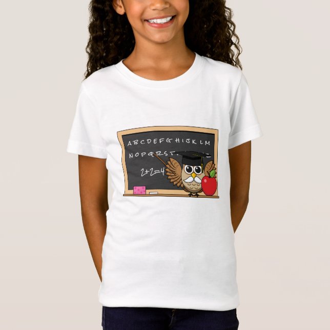 Camiseta Lechuza educativa con Personalizado Apple (Anverso)