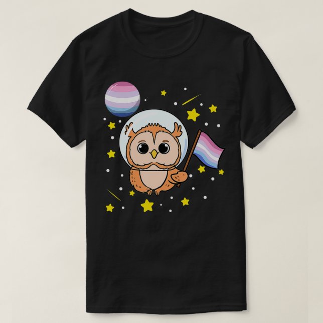 Camiseta Lechuza En El Espacio Orgullo Bisexual (Diseño del anverso)