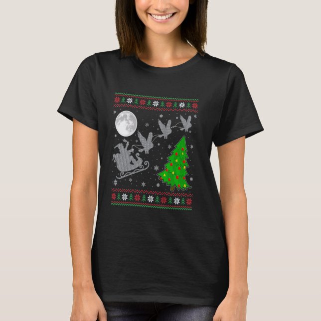 Camiseta Lechuza Feo Xmas Lighting Tree Santa Riding Owl (Anverso)