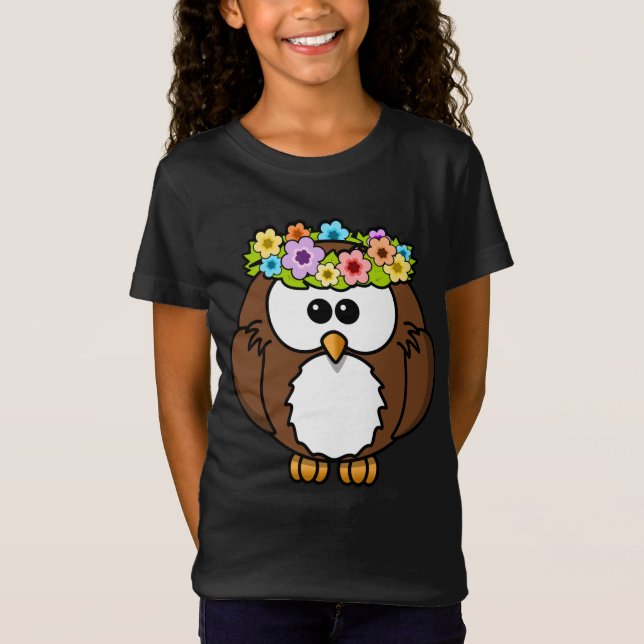 Camiseta Lechuza floral cuta (Anverso)