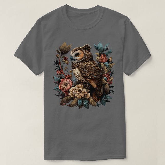 Camiseta Lechuza floral cuta (Diseño del anverso)