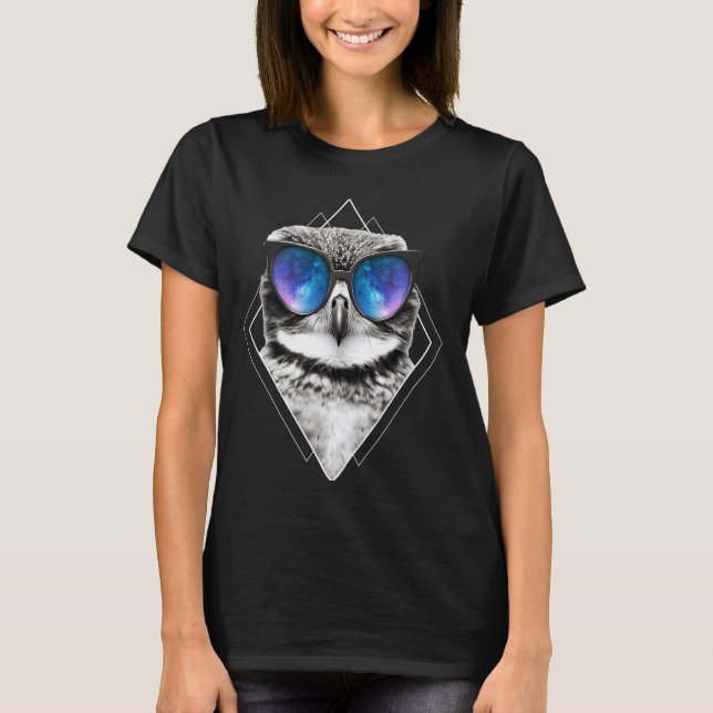 Camiseta Lechuza Gafas Galaxy Gafas de sol Lechuza Meme (Anverso)