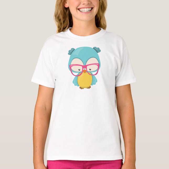 Camiseta Lechuza Hipster, Lechuza Con Gafas, Lechuza Cuta (Anverso)