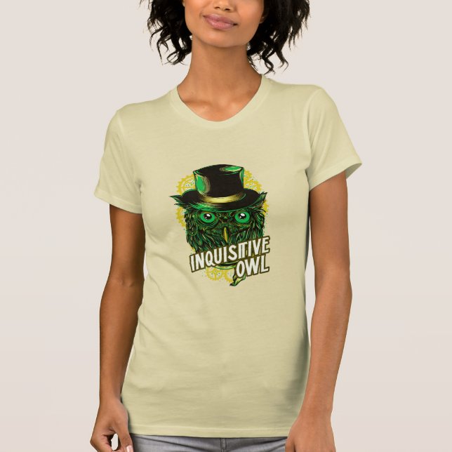 Camiseta Lechuza inquisitiva - rencor verde Steampunk (Anverso)