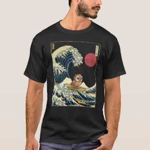 Camiseta Lechuza Japonesa Kanagawa Wave Gracioso Animal Sur